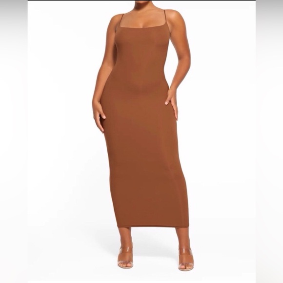 SKIMS Dresses & Skirts - SKIMS NEW Fits Everybody Long Slip Dress | Bronze | Size XL Bronze